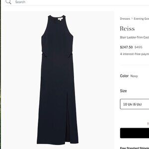 NWT Reiss Blair Ladder-Trim Cocktail Dress – Navy – Retail $455